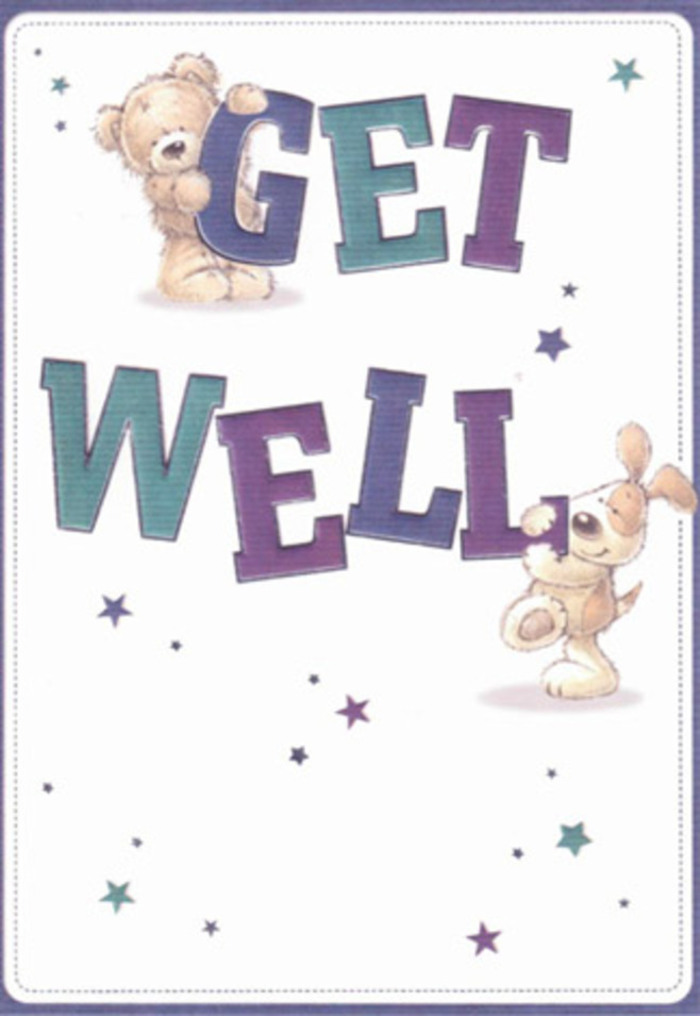 Evoking the nurturing soul of Bowes Park, this get well card features an affectionate bear and an exuberant puppy, each character shaped with such softness and warmth you can almost feel their fur brush your fingertips. Their joyful interaction enlivens the bold, oversized letters of 'Get Well,' shaded in playful tones of purple and aqua that radiate calm and positivity. Scattered stars orbit the duo, flaring with optimism and echoing the hope that every get well gesture aspires to deliver. The scene is set against an inviting cream-white background, imparting a breath of fresh clarity, like the feeling when you receive a bouquet at your Arnos Grove doorstep. The tactile, hand-drawn textures showcase the artists' intention and care, akin to how a florist on Myddleton Road takes time in arranging each stem for maximum comfort and cheer. There's a subtle sense of movement as if the stars are dancing wishes through the gentle Bowes Park breeze. This card, when paired with a locally crafted bouquet, becomes more than a sentiment; it's a shared moment of gentle encouragement and togetherness, ideal for lifting spirits throughout our vibrant north London community.
