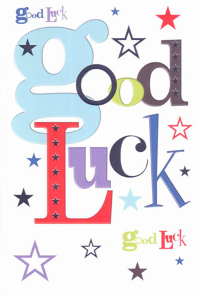There's a vibrant pulse to this good luck card-a visual symphony as lively as Bowes Park's weekend markets, where artistry and optimism meet. Oversized, pastel-blue letters ease into striking reds, bold moss greens, and deep purples, creating a captivating cascade across a pure white backdrop. Radiant stars, some pronounced and others subtle, appear scattered like wishes sent out over the rooftops of Bounds Green after dusk. The interplay of contrasting fonts and colours breathes a contagious cheer into the design, every corner alive with friendly encouragement. Under natural North London daylight, the card gleams with tactile smoothness, inviting you to linger over its surface in anticipation. The arrangement feels as if it has been lovingly assembled by a local florist who understands both the flair of Myddleton Road and the quiet hopes of Bowes Park's residents. This card is an emblem of support for every leap into the unknown-whether a Bowes Park local is launching a new endeavour, braving a big interview, or simply needing a spark of reassurance. The artistry, from the lively typographic bursts to the magical, meandering stars, creates an emotional talisman-an expression of hope, community, and genuine warmth, ready to accompany any moment that calls for a celebration of possibility.
